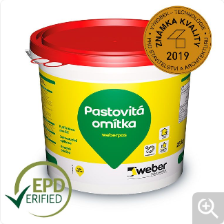 Omítka pastovitá weberpas extraClean active zrnitá 1,5 mm 25 kg