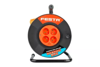 Kabel prodlužovací na bubnu FESTA 25m 4zásuvka 3x1.5mm IP20 MAX 3680W
