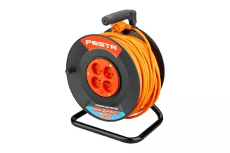 Kabel prodlužovací na bubnu FESTA 50m 4zásuvky 3x1.5mm IP20 MAX 3680W

