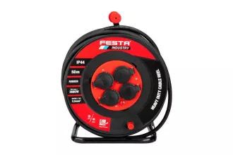 Kabel prodlužovací na bubnu venkovní FESTA INDUSTRY 3x2.5mm 50m 230V max 3680W 4 zásuvky guma-neopren IP44