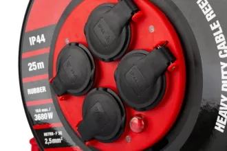 Kabel prodlužovací na bubnu venkovní FESTA INDUSTRY 3x2.5mm 25m 230V max 3680W 4 zásuvky guma-neoprén IP44